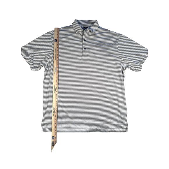 Footjoy Polo Mens Size XL Grey White Striped Performance Golf Short Sleeve - Picture 5 of 7